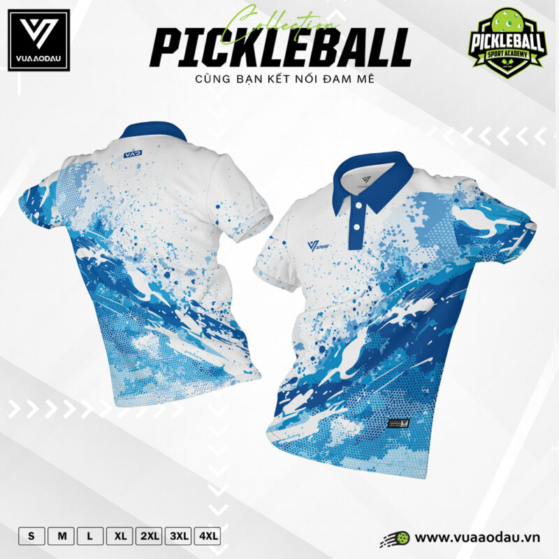 Áo Polo Pickleball Xanh Dương Loang – Năng Động & Cá Tính Cho Người Yêu Thể Thao