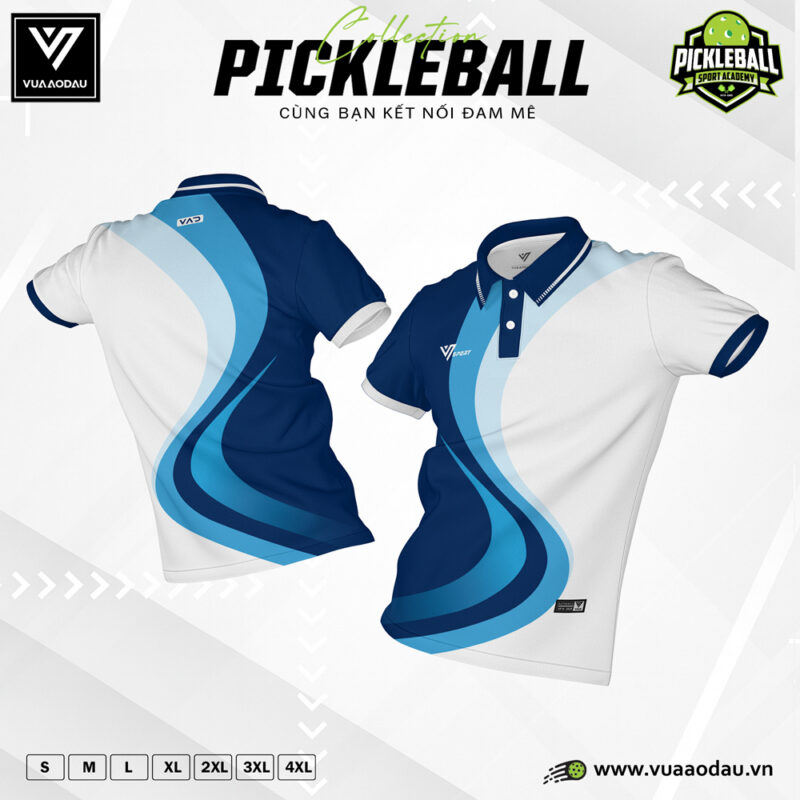 Áo Polo Pickleball Xanh Trắng Năng Động – Thoáng Khí, Thời Trang 2024
