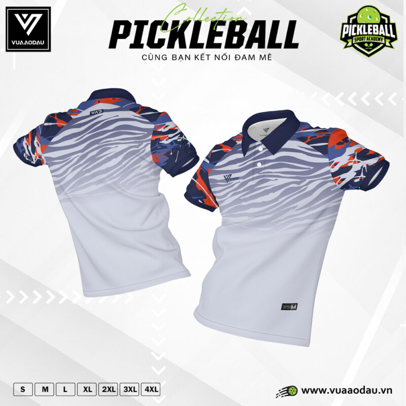 Áo Thể Thao Pickleball Trắng Cam-Xanh – Mạnh Mẽ và Năng Động