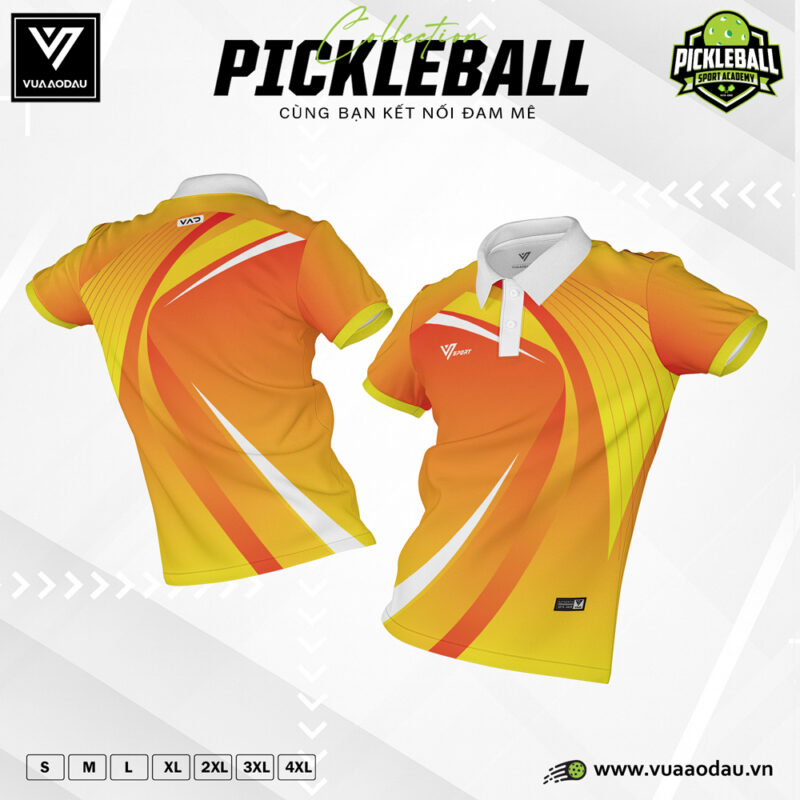 Áo Polo Thể Thao Pickleball Unisex Màu Vàng Cam Năng Động