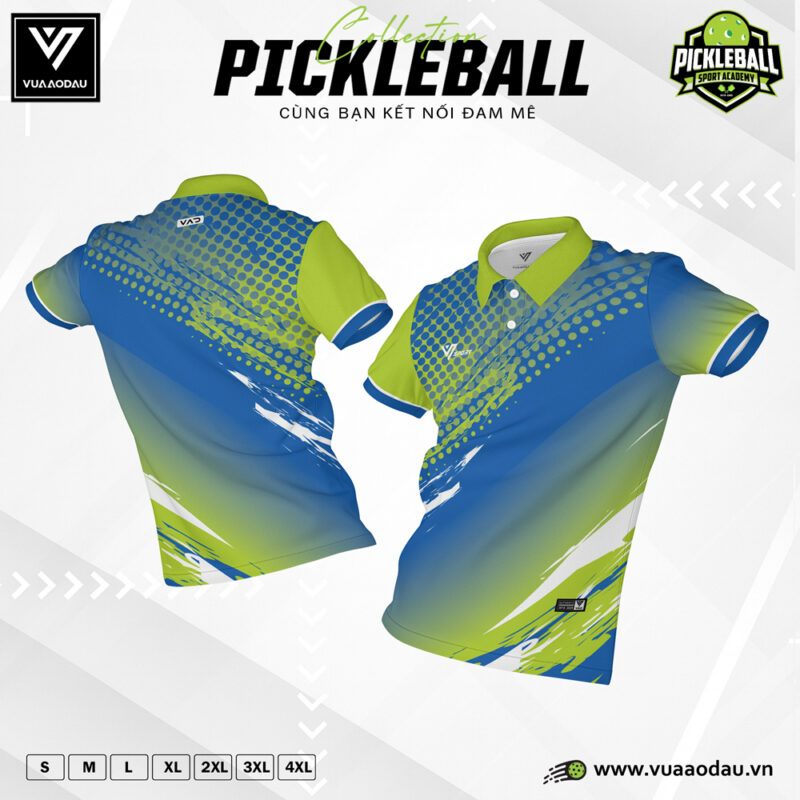Áo Pickleball Xanh Dương Xanh Lá Chấm Bi – Năng Động & Thoáng Mát