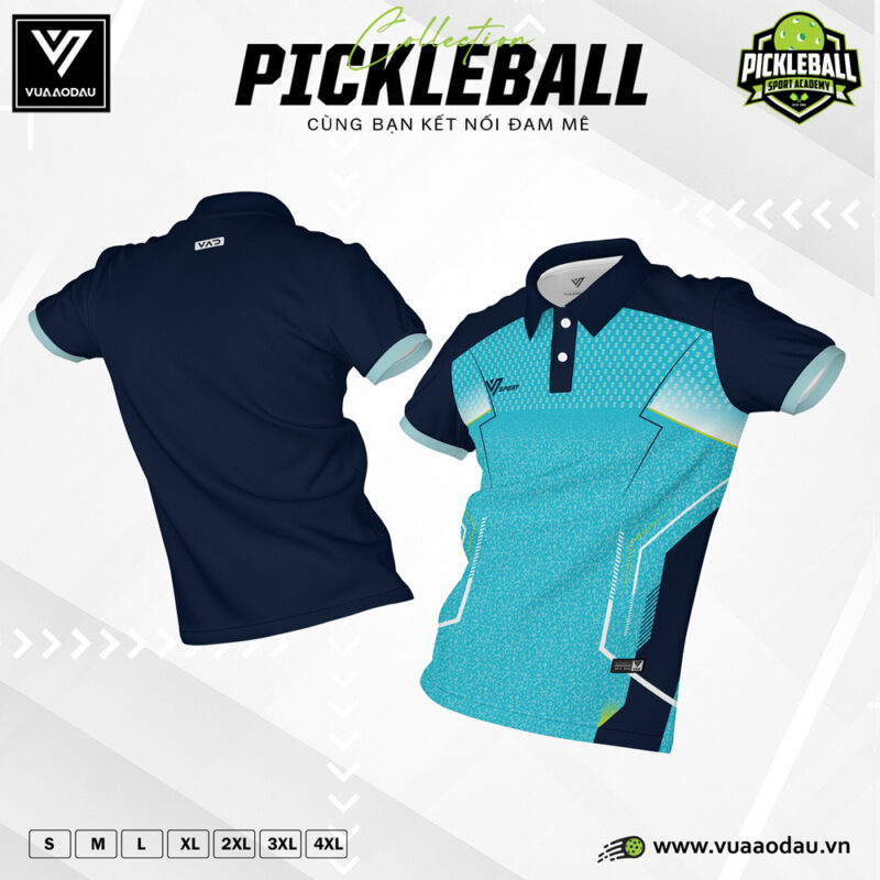 Áo Thể Thao Pickleball Xanh Navy Phối Xanh Ngọc - Thiết Kế Hiện Đại, Chất Liệu Thoáng Khí