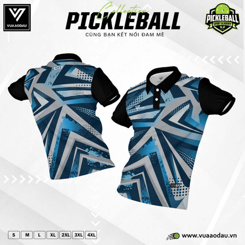 Áo Pickleball Xanh Lam Xám Đen - Phong Cách Thể Thao Năng Động