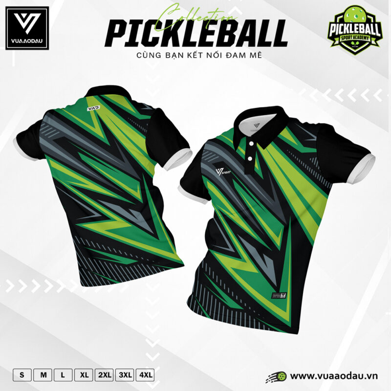 Áo Pickleball Xanh Lá Đen – Năng Động, Cá Tính, Thể Thao