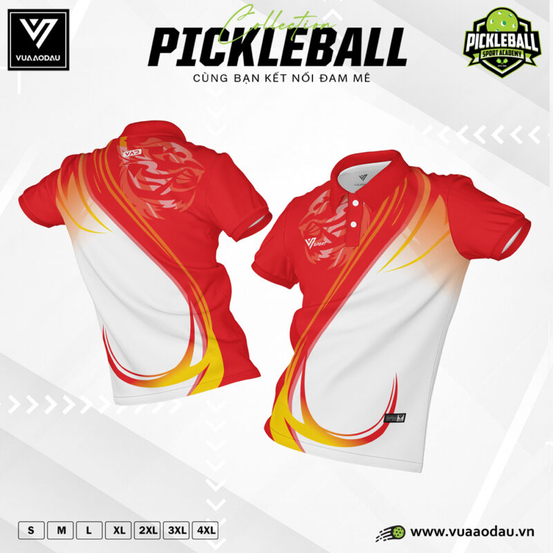 Áo Polo Pickleball Đỏ Năng Động - Thiết Kế Gradient Ấn Tượng