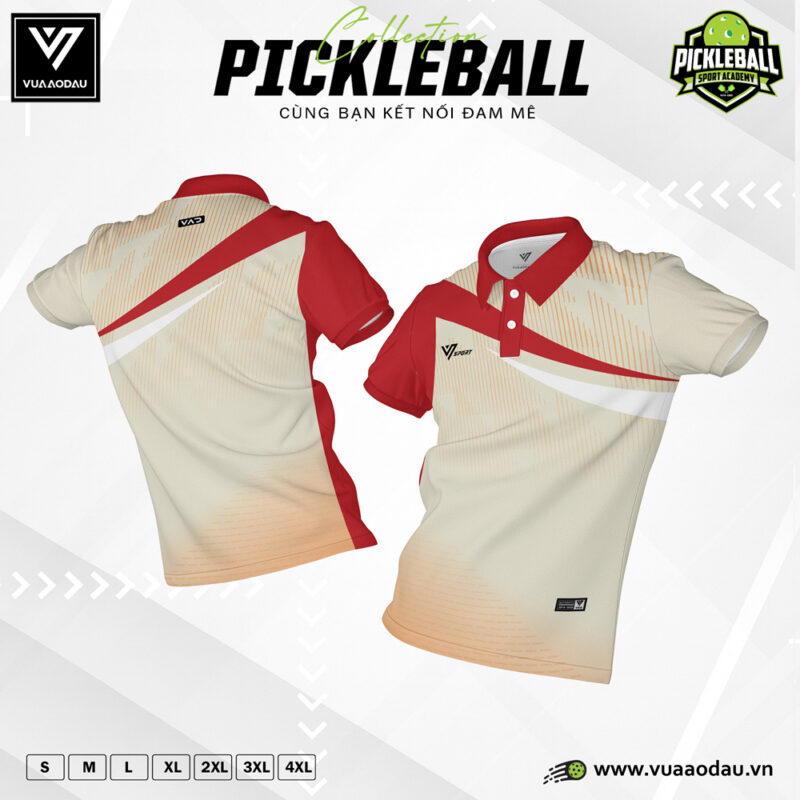 Áo Thể Thao Pickleball Kem Đỏ Body Fit Nam Nữ