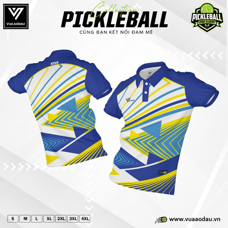 Áo Polo Thể Thao Pickleball Xanh Dương Vàng Năng Động