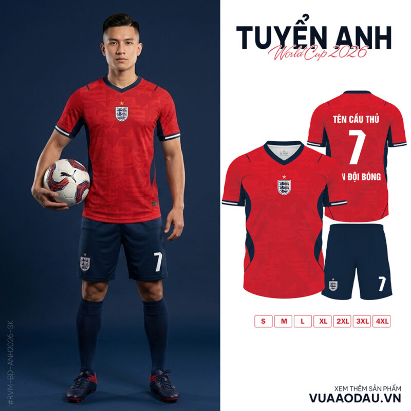 Áo Đội Tuyển World Cup 2026 Đỏ Đậm - Phối Xanh Năng Động