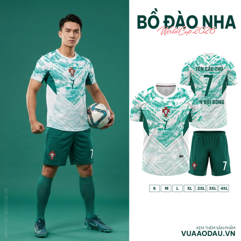 Áo Đội Tuyển World Cup Bồ Đào Nha 2026 Phiên Bản Sân Khách - Xanh Lá Nhạt