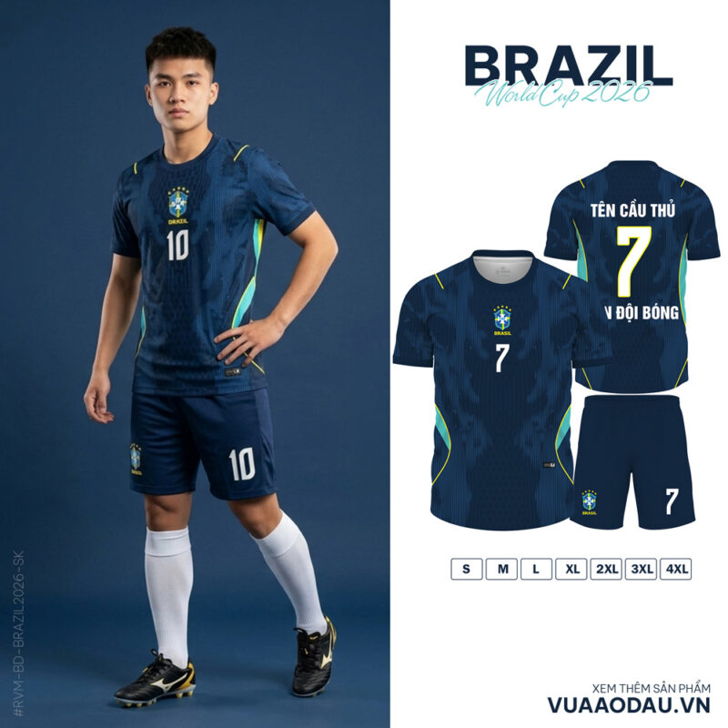 Áo Đội Tuyển Brazil World Cup 2026 Màu Xanh Đậm - Đẳng Cấp Nam Tính, Phong Cách Thể Thao
