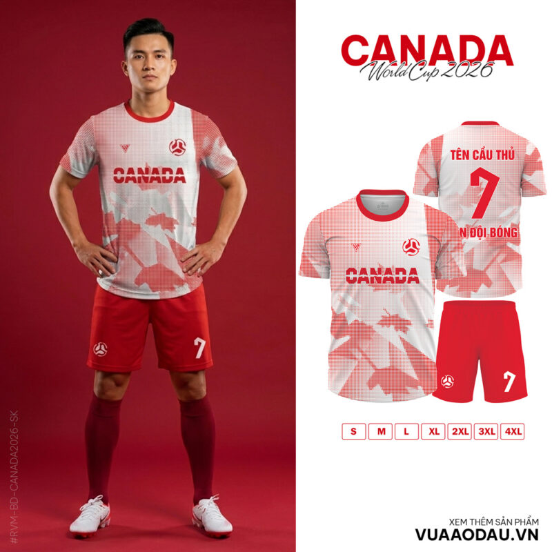 Áo Đội Tuyển Canada World Cup 2026 Trắng Đỏ Lá Phong