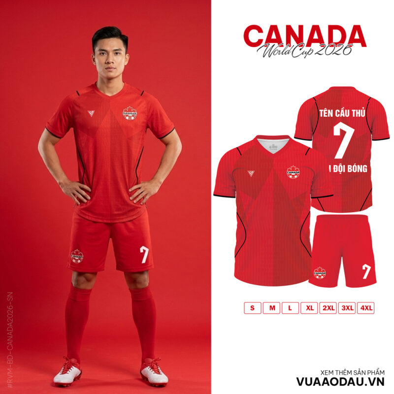 Bộ Quần Áo Bóng Đá Đội Tuyển Canada World Cup 2026 - Đỏ Năng Động