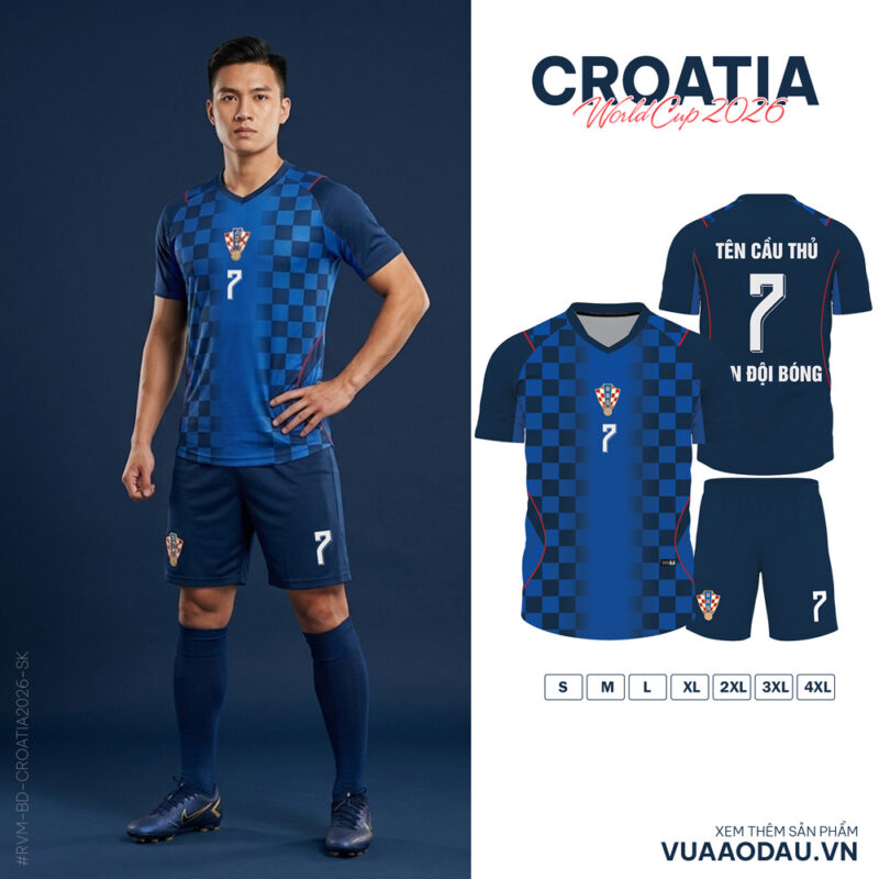 Áo Đội Tuyển Croatia World Cup 2026 Nhiều Màu Xanh Navy Caro Đỏ
