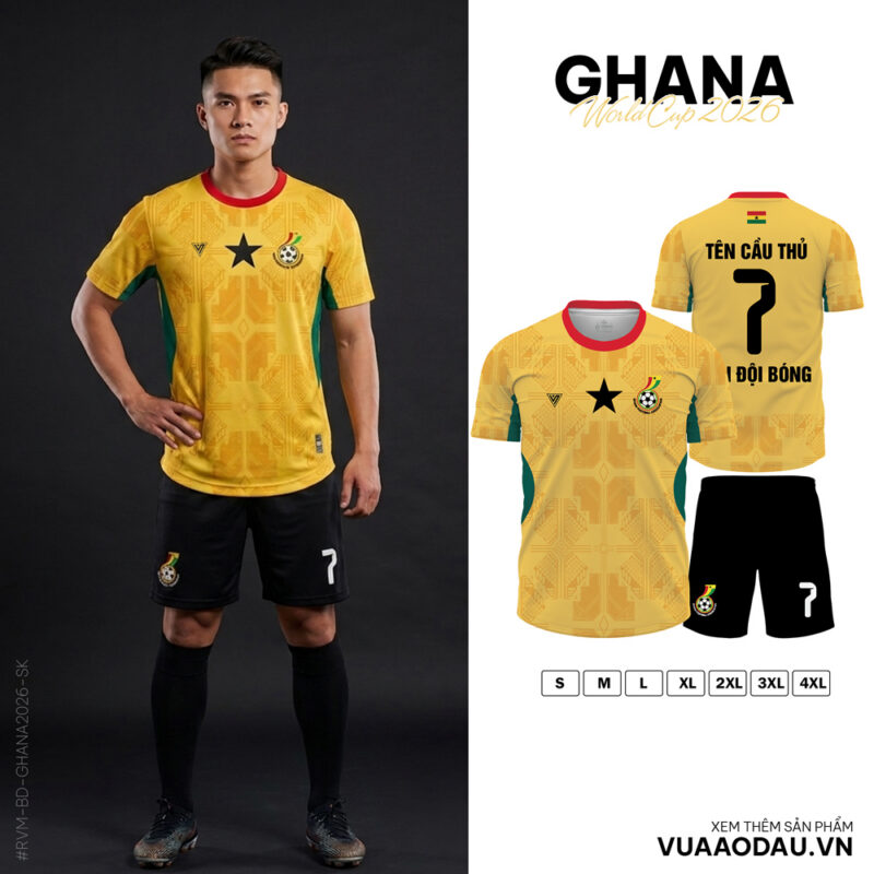 Áo Đội Tuyển Ghana World Cup 2026 - Màu Vàng Năng Lượng Đột Phá