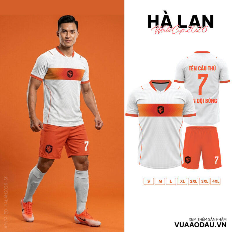 Áo Đấu Đội Tuyển Hà Lan World Cup 2026 Trắng Cam Đỏ