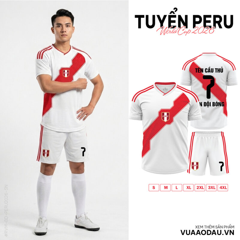 Áo Đội Tuyển Peru Trắng Đỏ World Cup 2026 - Tự Hào Sắc Màu Nam Mỹ