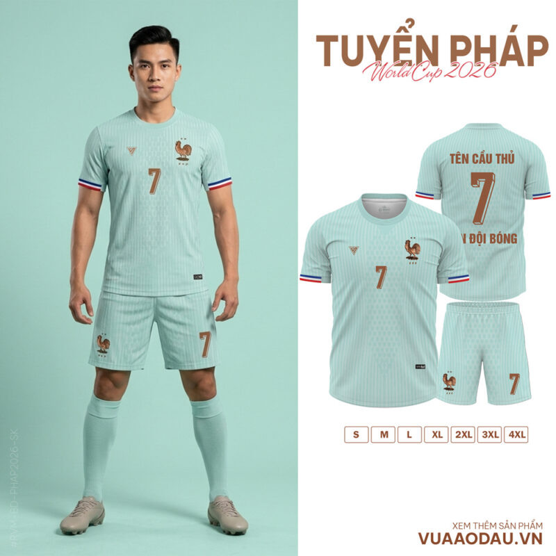 Áo Đấu Tuyển Pháp World Cup 2026 Màu Xanh Nhạt – Tinh Tế & Hiện Đại