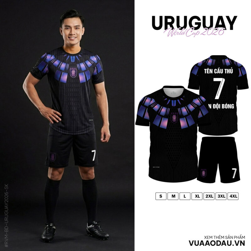 Áo Đội Tuyển Uruguay World Cup 2026 Màu Đen - Cá Tính & Chuyên Nghiệp