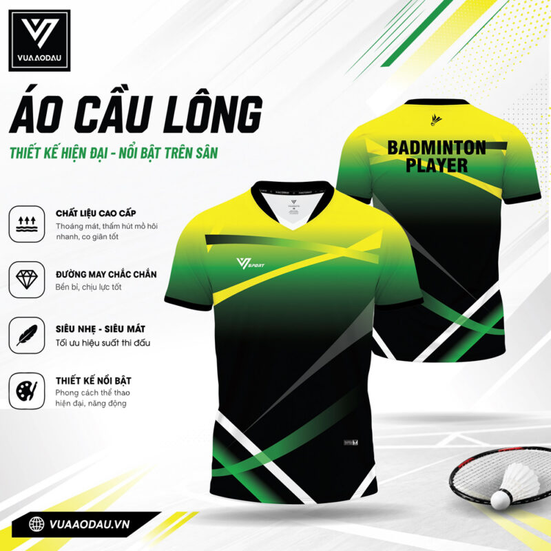 Áo Cầu Lông VAD-06 Xanh Lá Năng Động – Thiết Kế Gradient Độc Đáo