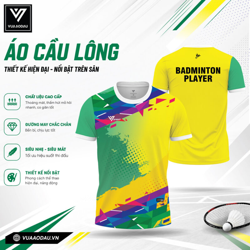Áo Cầu Lông VAD-07 Xanh Lá Nổi Bật - Chất Liệu Cao Cấp, Đột Phá Phong Cách