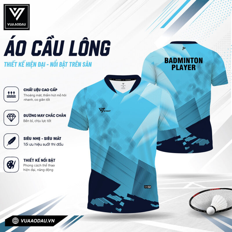 Áo cầu lông xanh navy chuyển màu VAD-12 – Phong cách năng động, thoáng mát