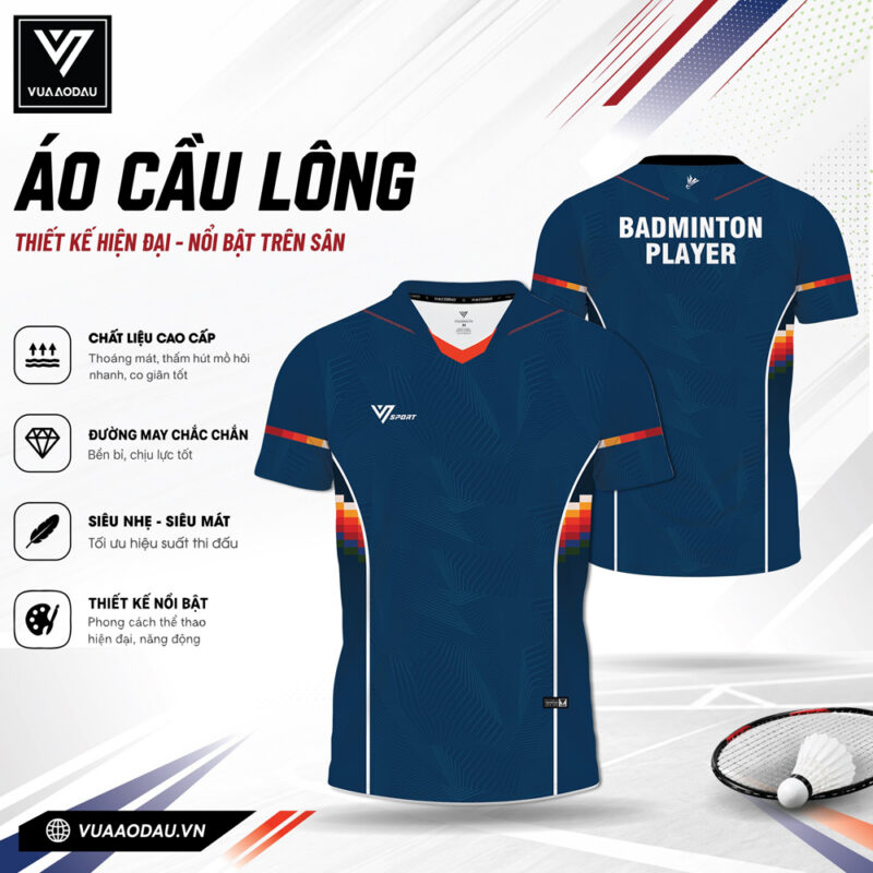 Áo Cầu Lông Xanh Navy VAD-39 Năng Động - Điểm Nhấn Sắc Màu Trẻ Trung